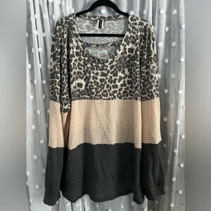 Boutique Long Sleeve leopard tiered shirt